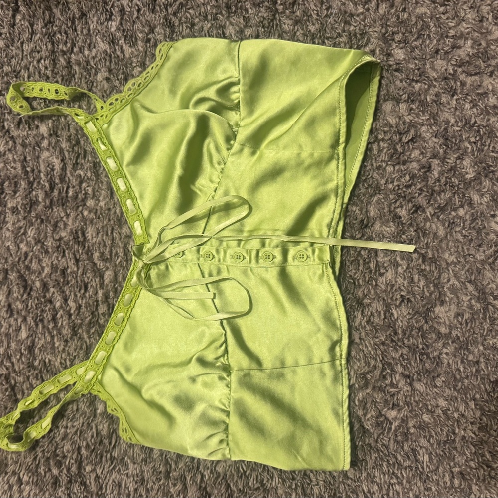 La Hearts Green Satin Top